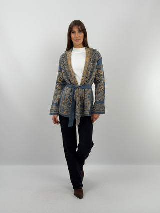 Cardigan Lungo in Fantasia Azzurro