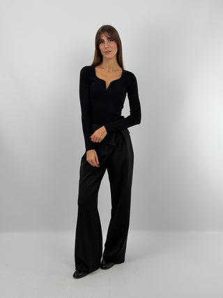 Maglia con Scollo V Nera