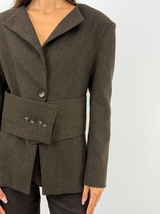 Brown Belted Blazer - Lumina
