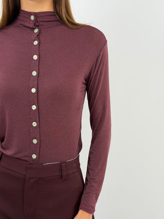 Pull Cachemire Ultralight avec Boutons Bordeaux