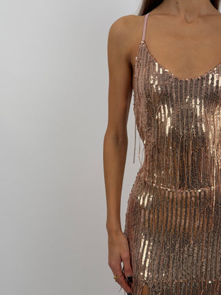 Long Pink Sequin Dress - Lumina