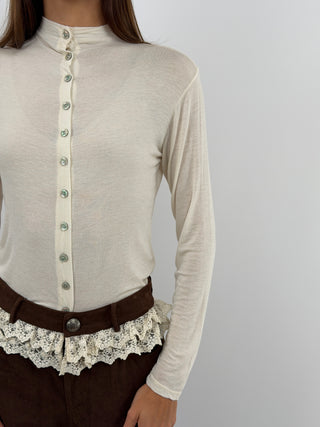 Pull Cachemire Ultralight avec Boutons Crème