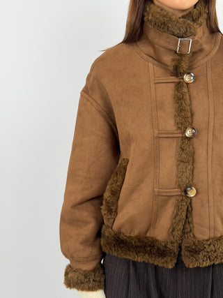 Brown Shearling-Effect Jacket
