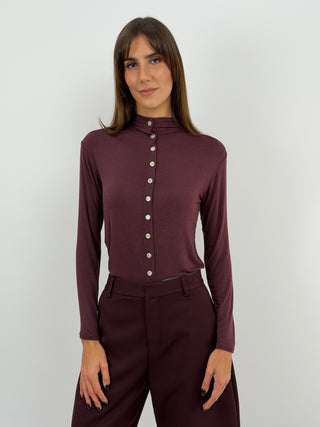 Pull Cachemire Ultralight avec Boutons Bordeaux