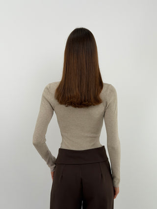 Pull Col V Beige