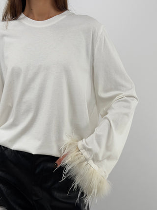 Maglia Panna con Piume - Lumina