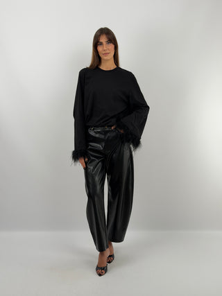 Maglia Nera con Piume - Lumina