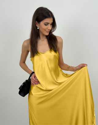 Abito Lungo Satin Kora Giallo