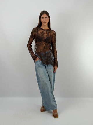 Brown Lace Top