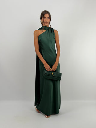 Abito Lungo Monospalla Verde Smeraldo