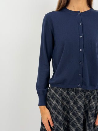 Cardigan Girocollo Blu