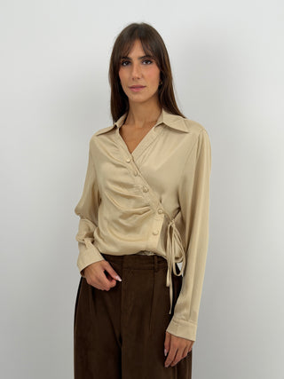 Camicia Incrociata Beige