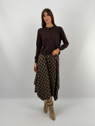 Cardigan Girocollo Marrone