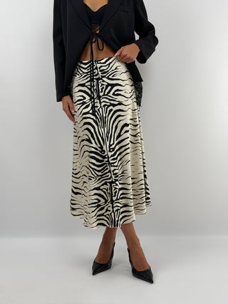 Zebra Print Satin Skirt