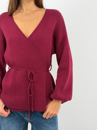 Burgundy Crossover Cardigan