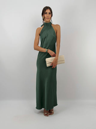 Abito Lungo Halter Verde Smeraldo