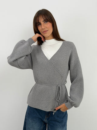 Cardigan Croisé Gris