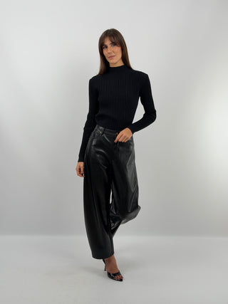 Black Textured Turtleneck