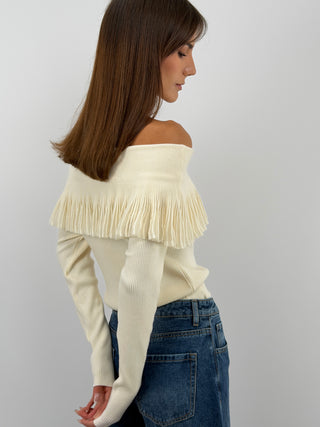 Cream Off-Shoulder Knit Top
