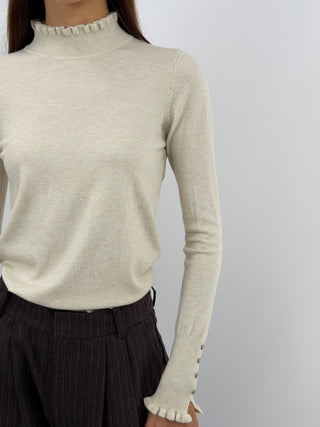 Cream Turtleneck with Ruffles