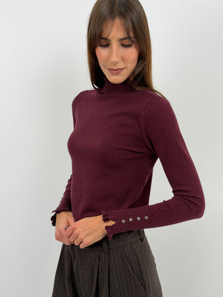 Burgundy Turtleneck with Ruffles