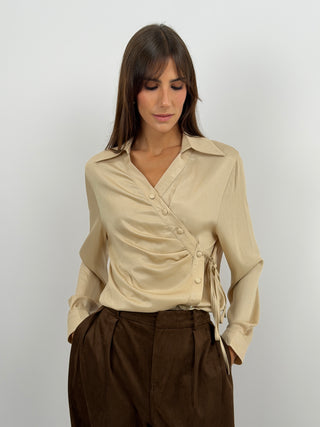 Camicia Incrociata Beige