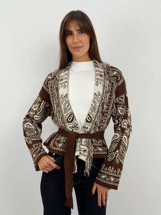 Cardigan in Fantasia Marrone