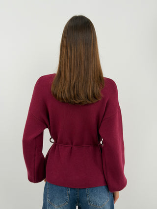 Burgundy Crossover Cardigan