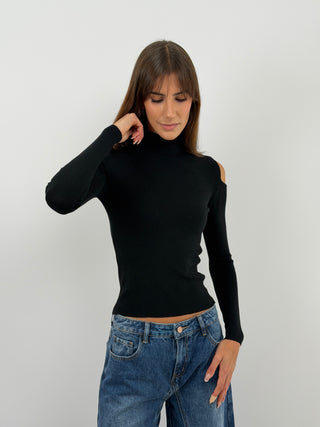 Maglia con Cut Out Nera
