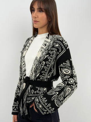 Black Patterned Cardigan