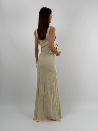 Abito Lungo Jacquard Beige Lumina
