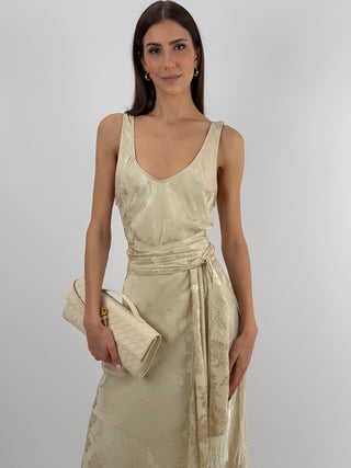 Abito Lungo Jacquard Beige Lumina