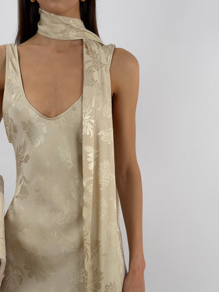 Abito Lungo Jacquard Beige Lumina