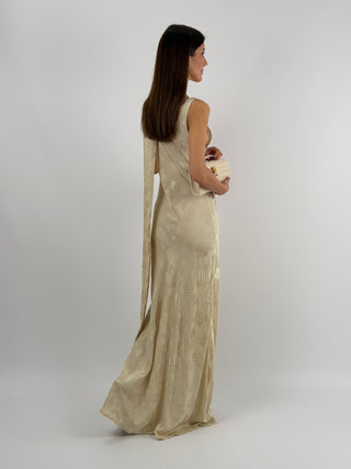 Abito Lungo Jacquard Beige Lumina