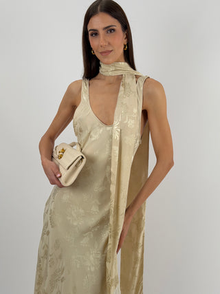Abito Lungo Jacquard Beige Lumina