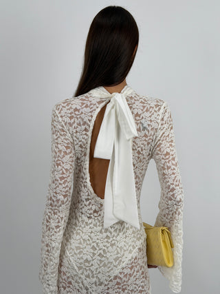 Abito Lungo Lumina in Pizzo Bianco