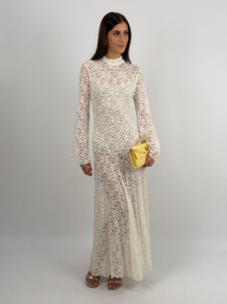 Abito Lungo Lumina in Pizzo Bianco