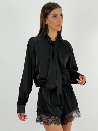 Abito Tutina Lumina in Tessuto Satin Nero