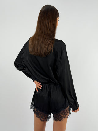 Abito Tutina Lumina in Tessuto Satin Nero