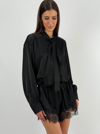 Abito Tutina Lumina in Tessuto Satin Nero