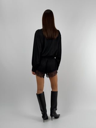 Abito Tutina Lumina in Tessuto Satin Nero