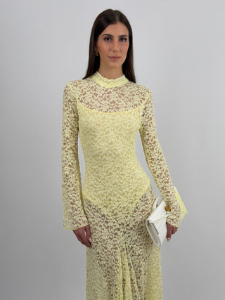 Abito Lungo Lumina in Pizzo Giallo