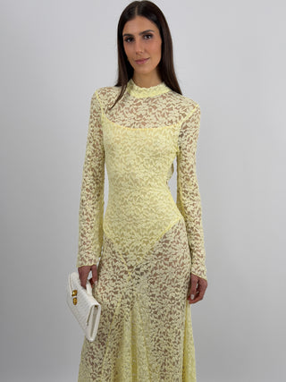 Abito Lungo Lumina in Pizzo Giallo