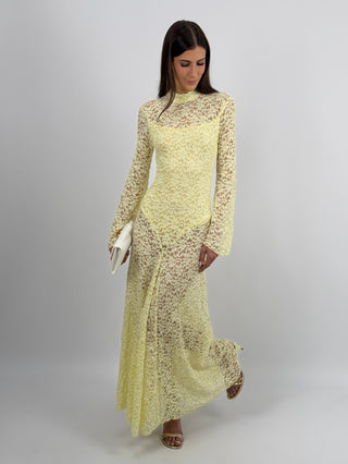 Abito Lungo Lumina in Pizzo Giallo