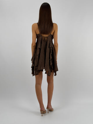 Abito con Ruches Marrone Lumina