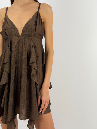 Abito con Ruches Marrone Lumina
