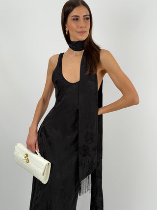 Abito Lungo Jacquard Nero Lumina