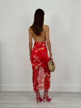 Abito in Tulle Orchidea Rosso