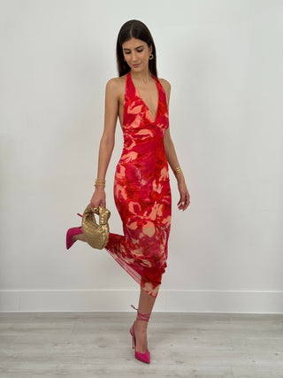 Abito in Tulle Orchidea Rosso