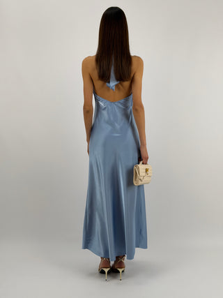 Abito Lungo Halter Azzurro